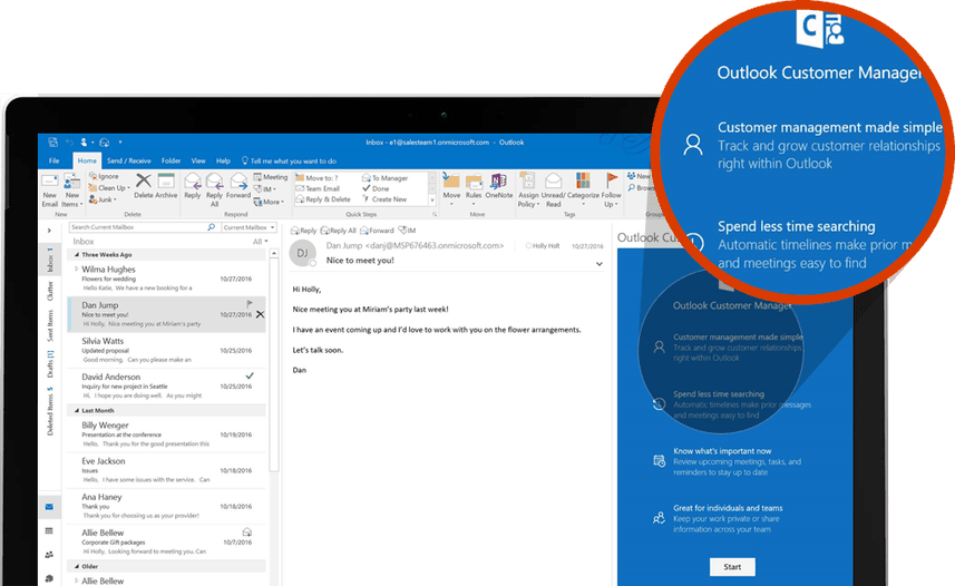 Quản lý khác hàng bằng Outlook Customer Manager