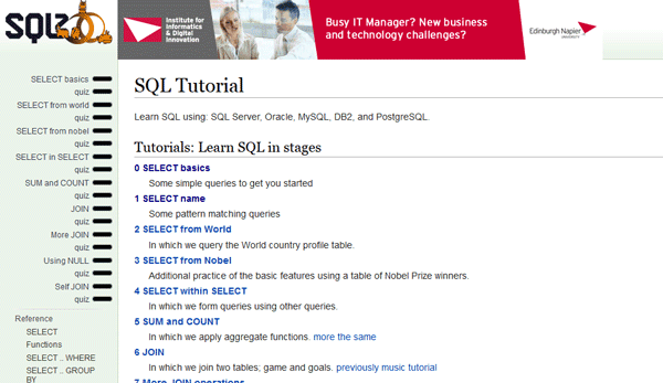 SQLZoo.net học online SQL miễn phí