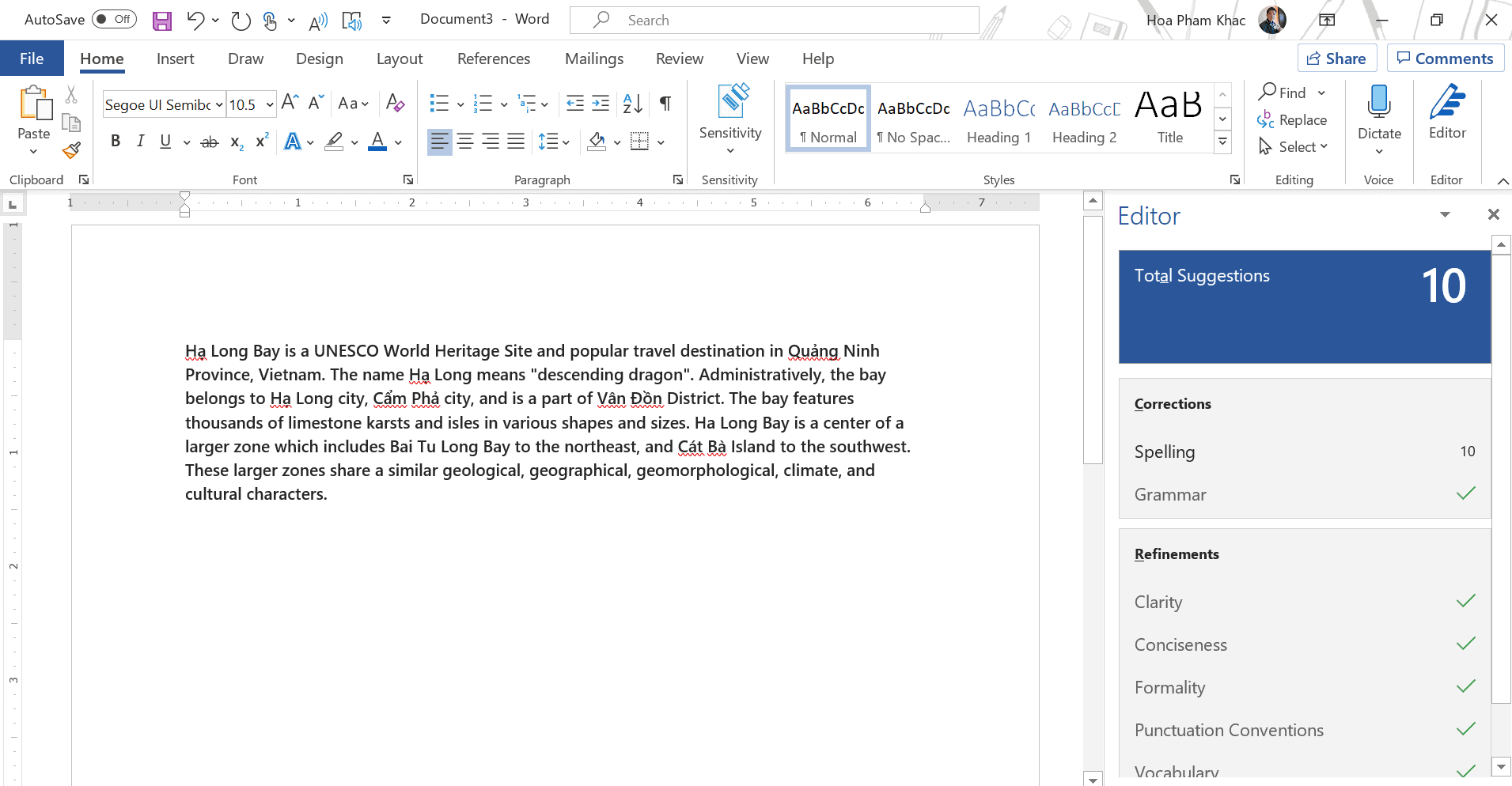 Microsoft Editor trên Word