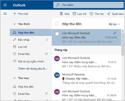 Outlook không hiển thị email mới